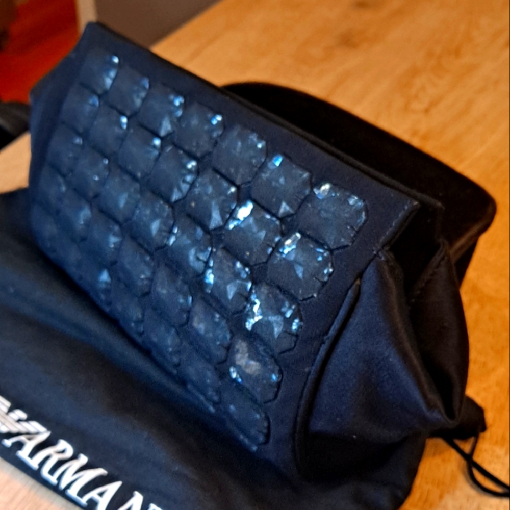 Made in Italy Emporio Armani black satin clutch